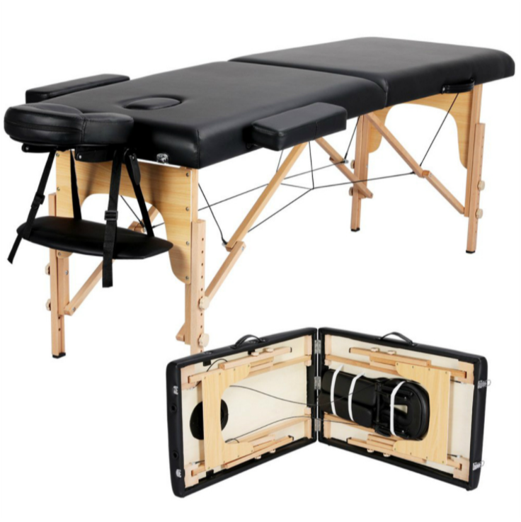 Portable Massage Table Foldable Tattoo Bed Wooden Spa Table