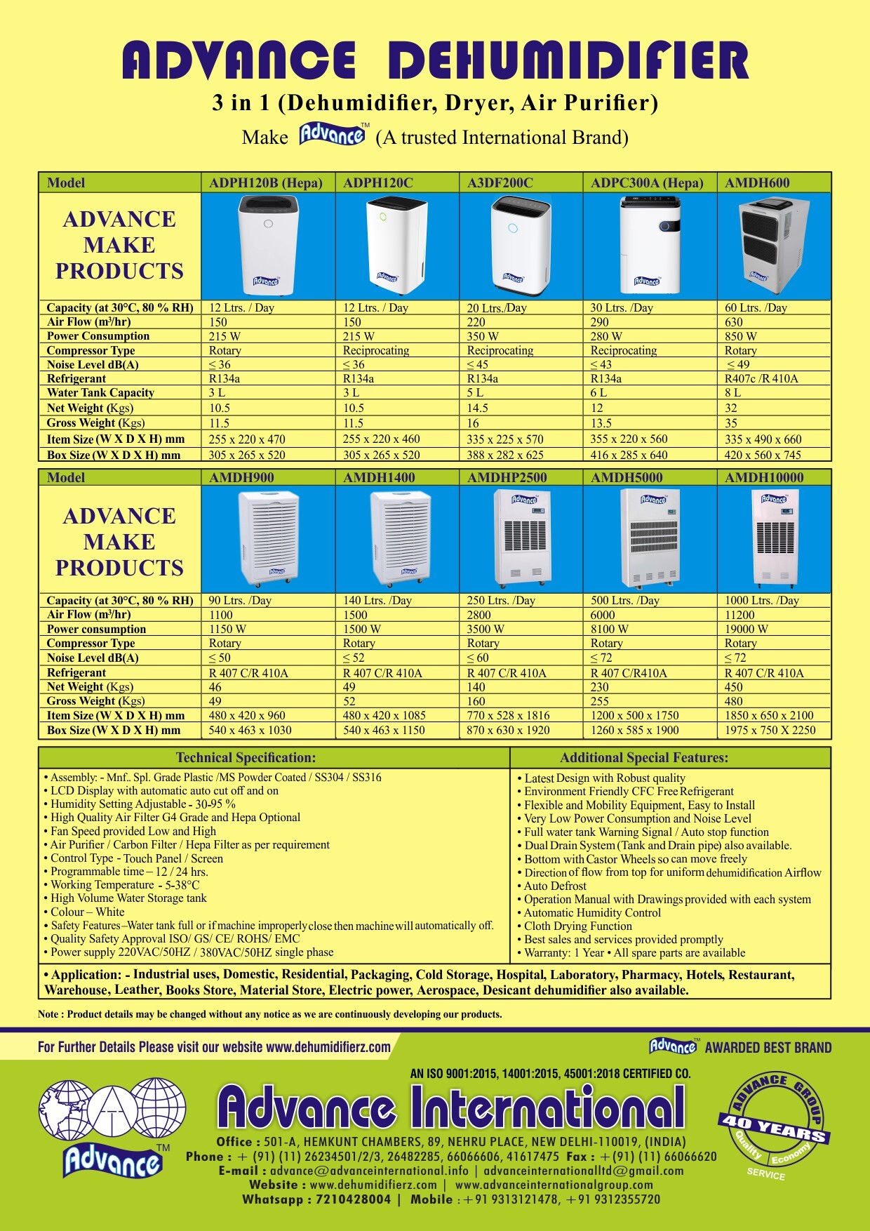Advance 3 In 1 Dehumidifier Adpc300a
