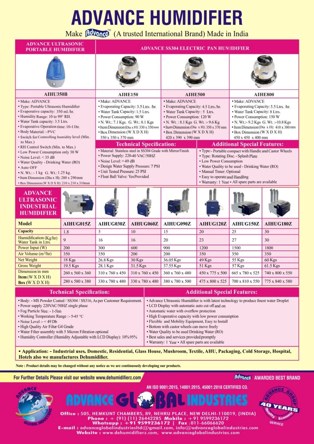 Ultrasonic Industrial Humidifier Aihug030z