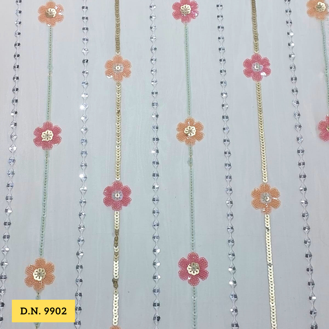 Embroidred Multicolor Sequins Fabric - Attributes: Comfortable & Soft