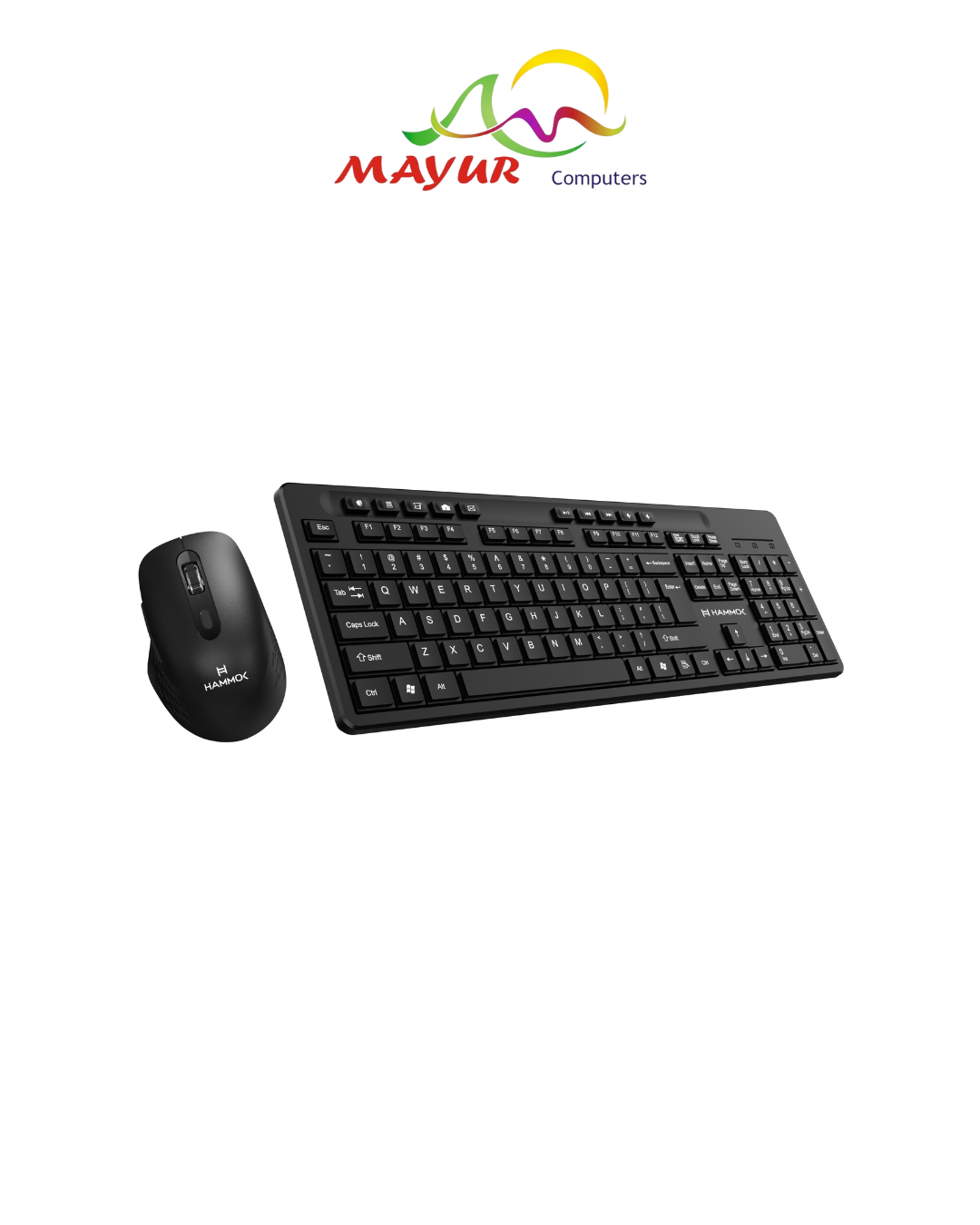Majestic Wireless Keyboard Mouse Combo - Color: Black White