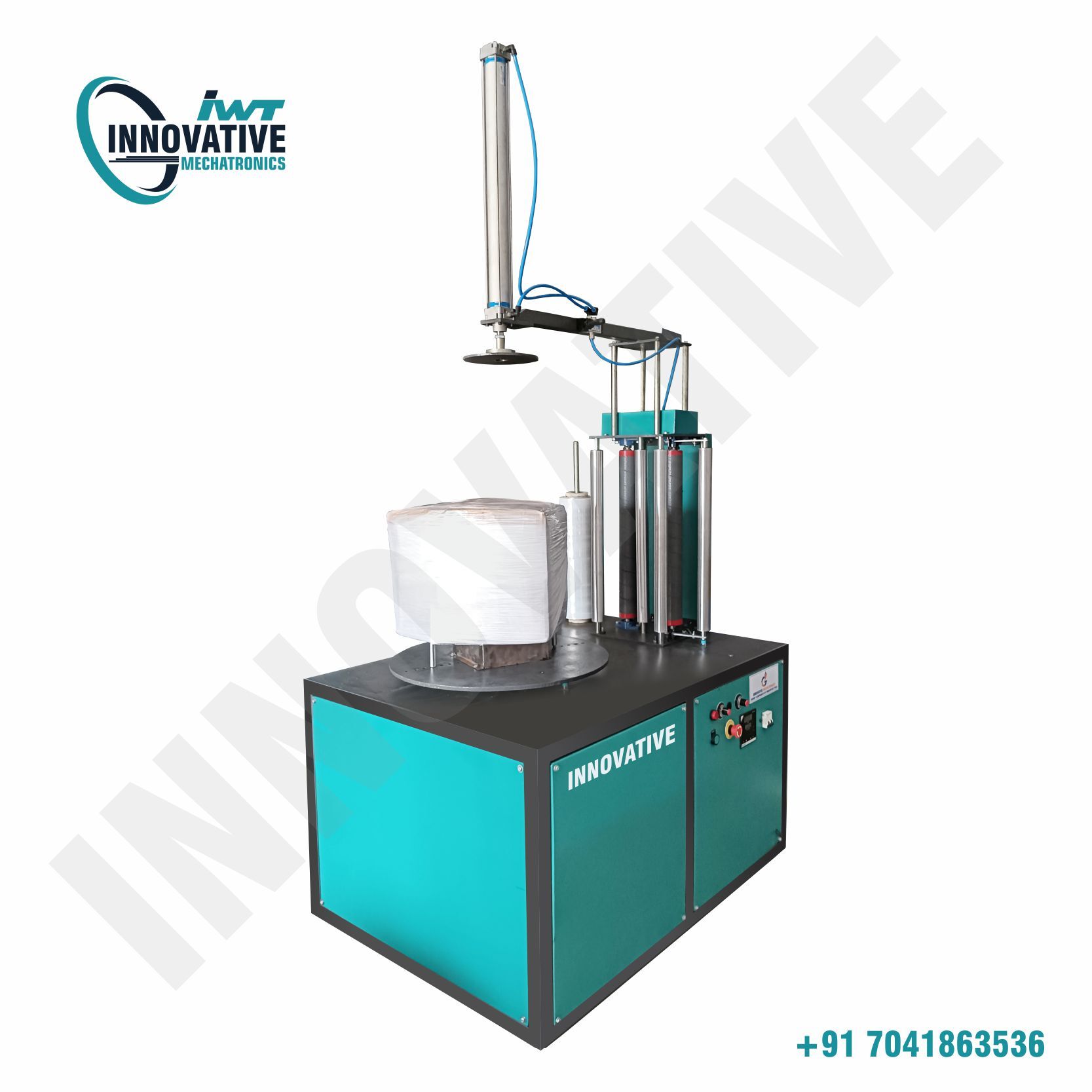 Automatic Carton Stretch Wrapping Machine - Ms Material, 100x100x100 Cm Dimensions | 3 Phase Power, Computerized Operation, Ideal For High-volume Packaging