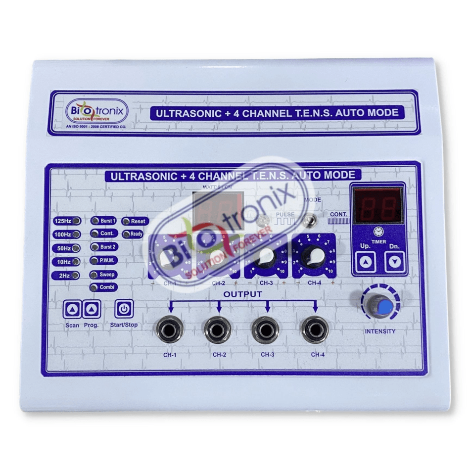 Biotronix Combination Therapy Unit - 4-channel Tens With 1 Mhz Ultrasound | Portable, Digital Controls, Lcd Display, Effective Pain Management For All Age Groups