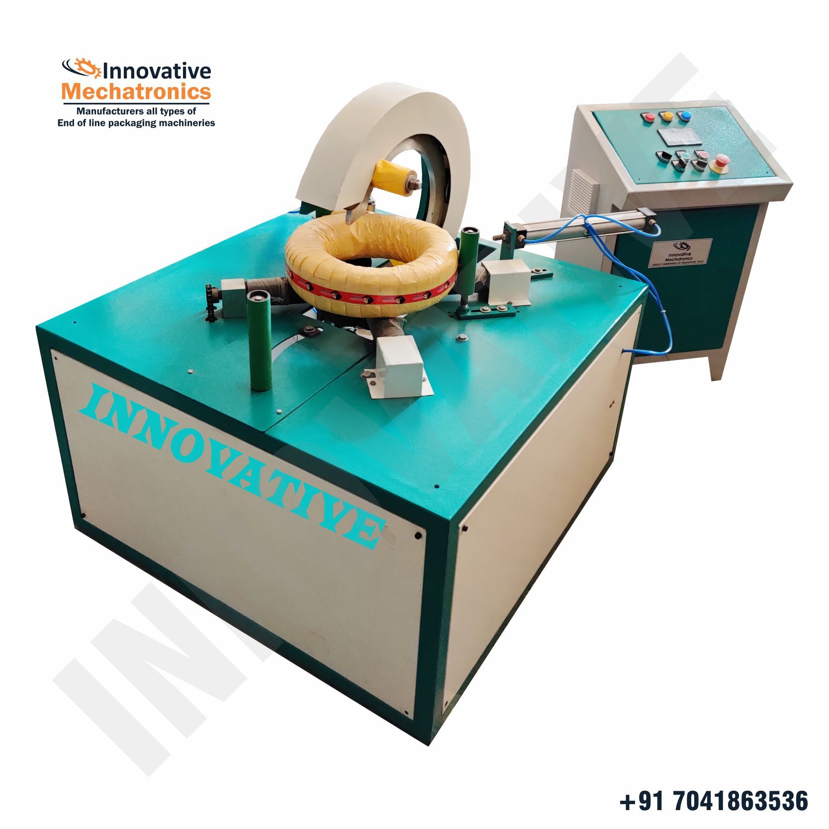 Horizontal Coil Wrapping Machine - Ms Material, 500 Kg Capacity, Green Color | Efficient Automatic Wrapping With Adjustable Settings