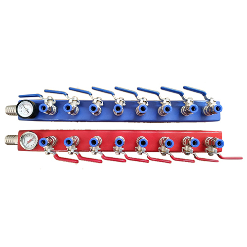 50x50x5mm Ms Water Manifold - Color: Blue & Red