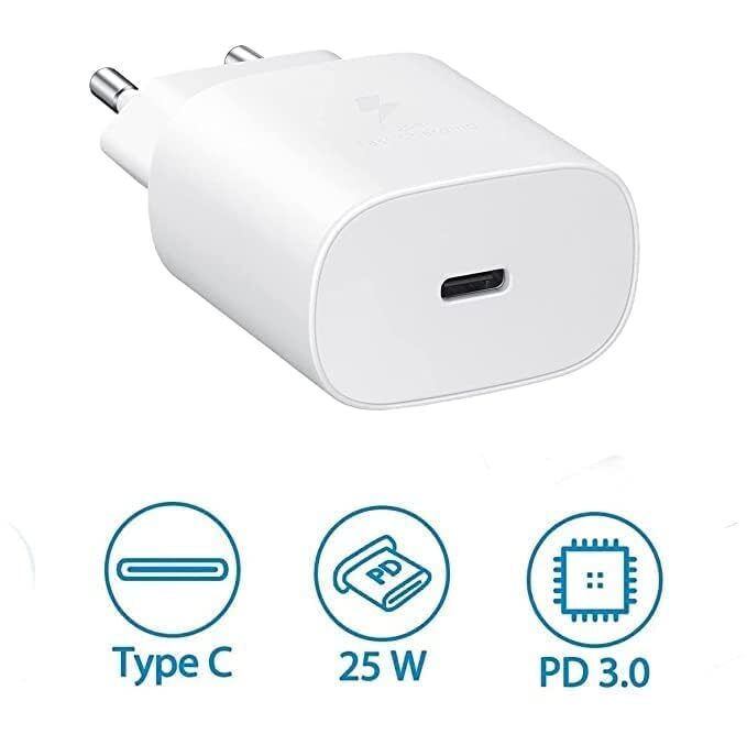 25w Usb C Super Fast Charger True 25w Pd Charging Adapter - Plastic, 5.5x3.5x2.5 Cm, White | Compact Design, Durable Build, Fast Charging, Wide Compatibility