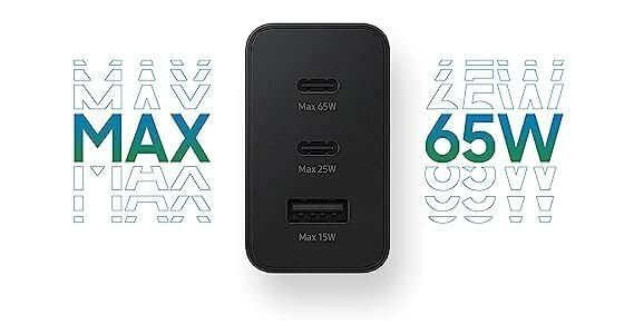65watt Pd Power Adapter Trio Usb-c 2 Port, Usb-a Port Super Fast Charger