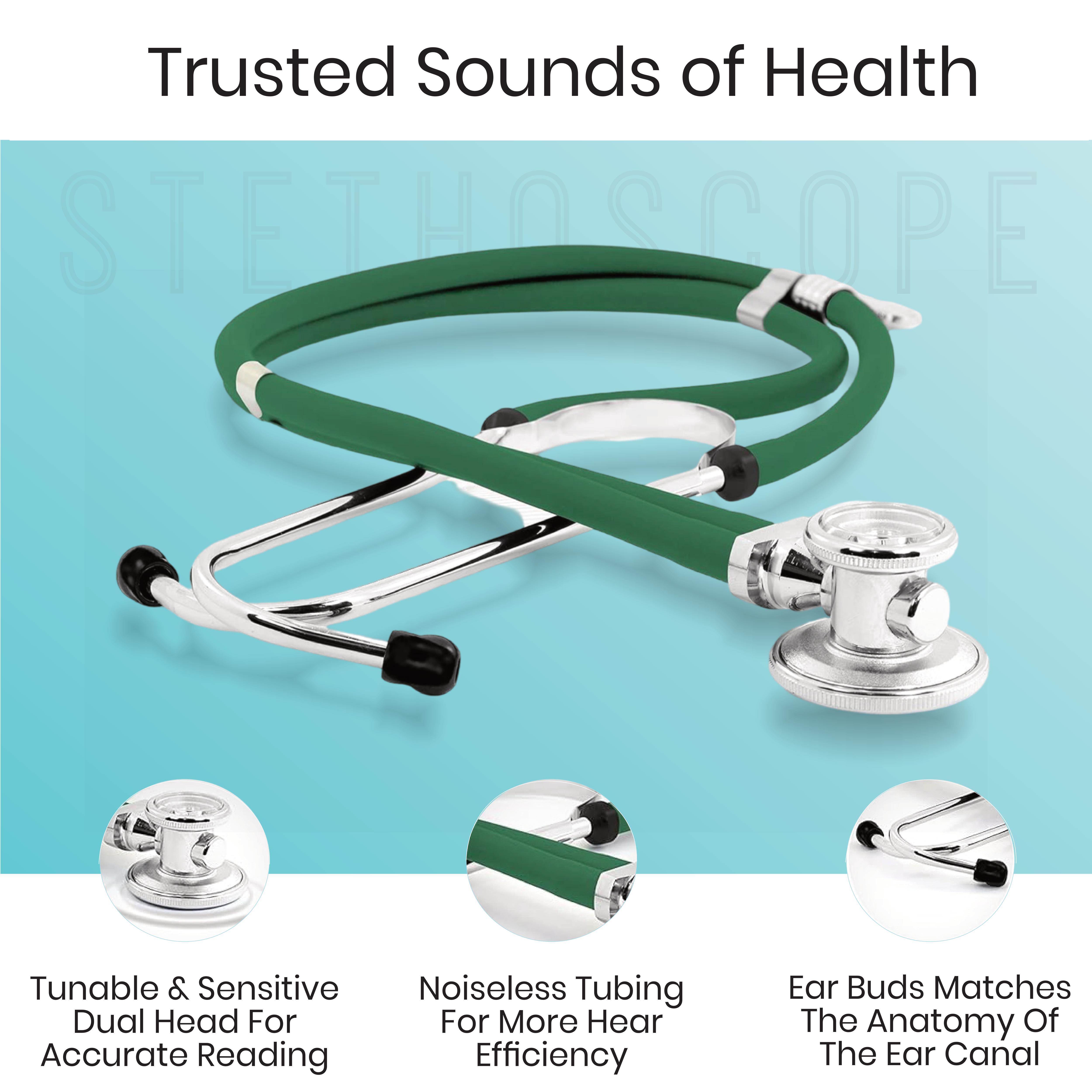 Double-sided Stethoscope - Stainless Steel/aluminum Chestpiece, 4.5-5 Cm Diaphragm & 3 Cm Bell | High Acoustic Sensitivity, Non-chill Rim, Soft Silicone Eartips
