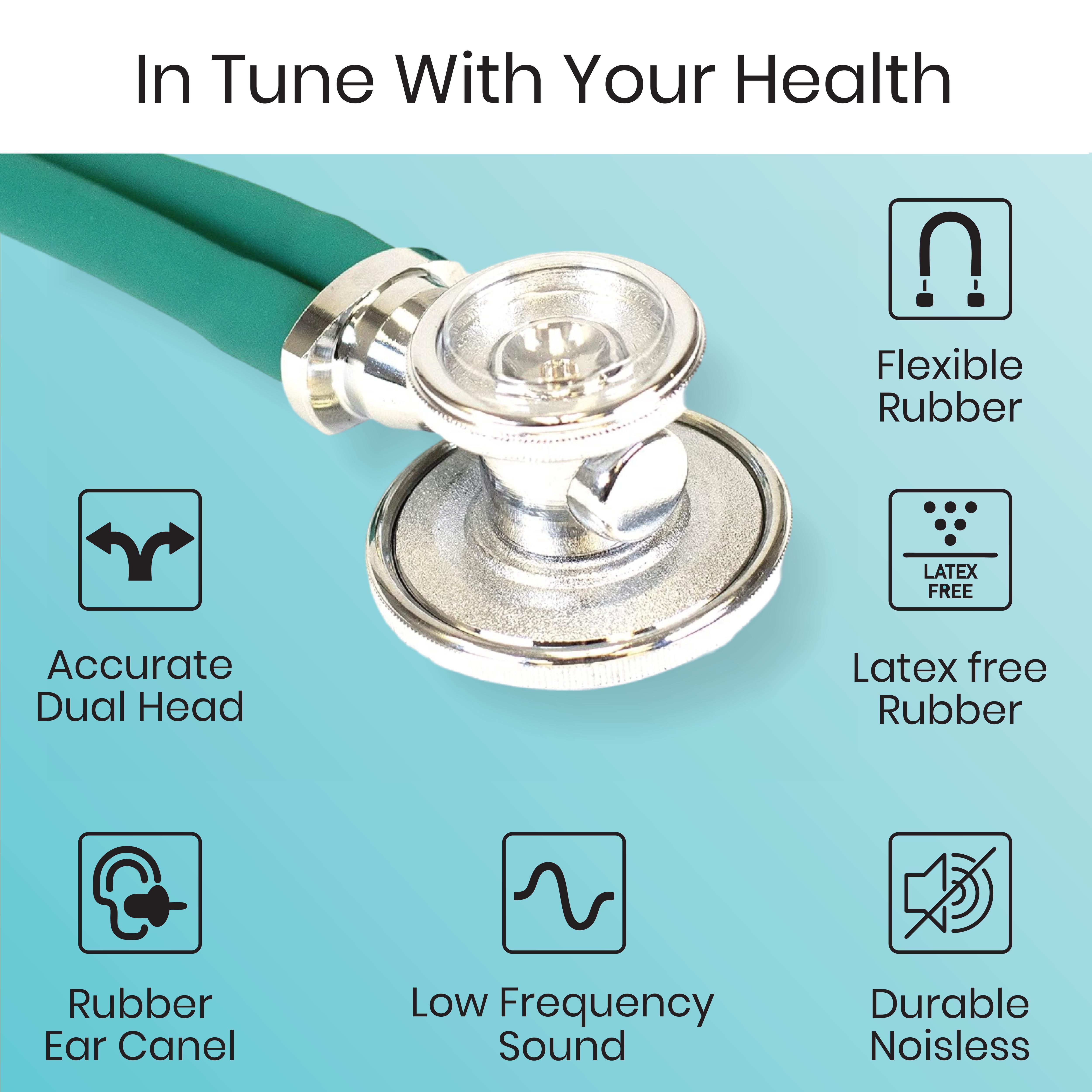 Double-sided Stethoscope - Stainless Steel/aluminum Chestpiece, 4.5-5 Cm Diaphragm & 3 Cm Bell | High Acoustic Sensitivity, Non-chill Rim, Soft Silicone Eartips