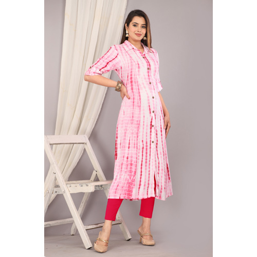 Pink Rayon Kurti - Feature: Washable