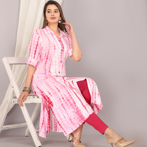 Pink Rayon Kurti - Feature: Washable