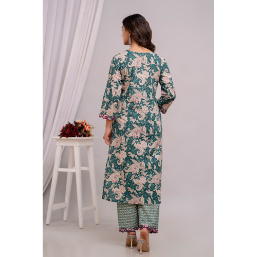 Kalamkari Kurti With Plazo - Color: Green