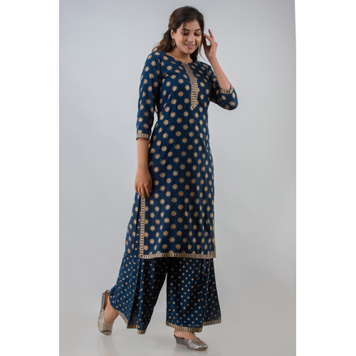 Rayon Kurti With Plazo - Feature: Dry Cleaning