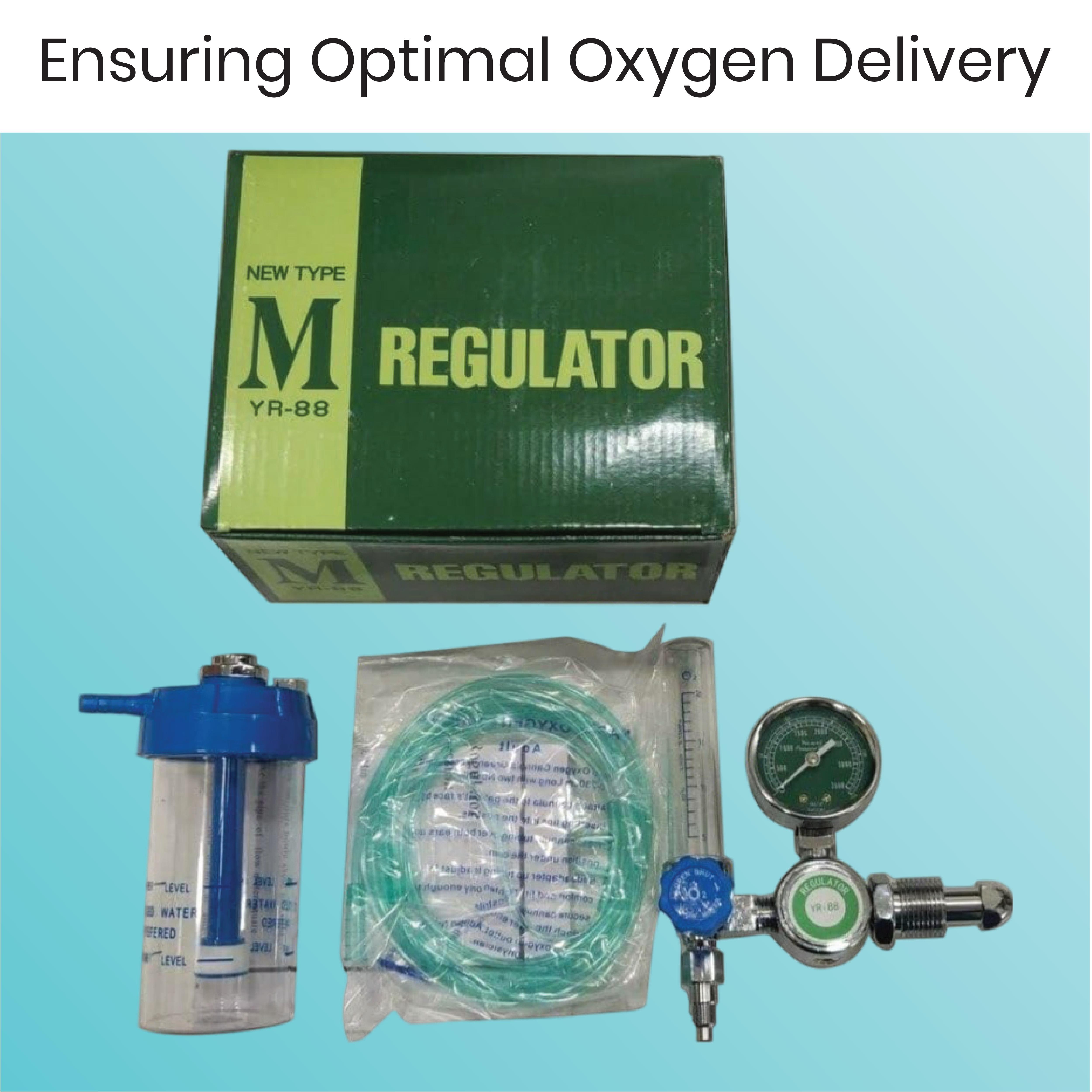 Oxygen Flow Meter - Aluminum Brass, 51.8x23.4x9.8 Cm , Portable Manual Operation, Ideal For Hospitals And Home Care