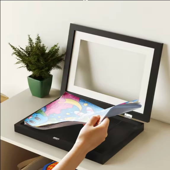 Kids Artwork Picture Frame Changeable In Black Wood With Shatter Resistant Glass Kid Art Frame Changeable A4 Photo Frames Certificate Frames - Cover Material: Pvc