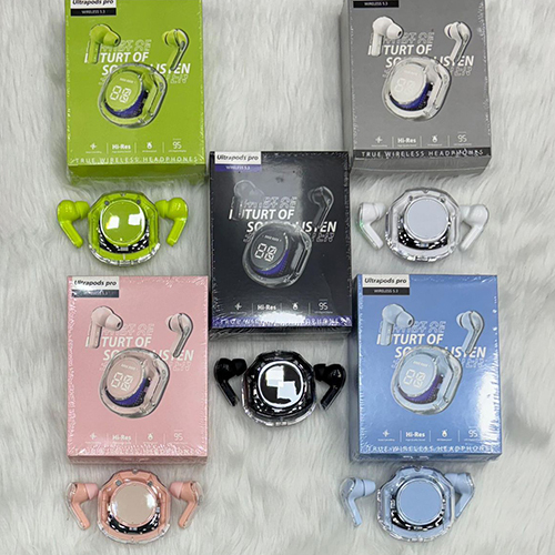 Ultra Pods Pro Ear Buds - Durable Plastic Body, USB Charging, Various Colors, Flip Design | Compatible with Mobile & Tablets, Warranty Included