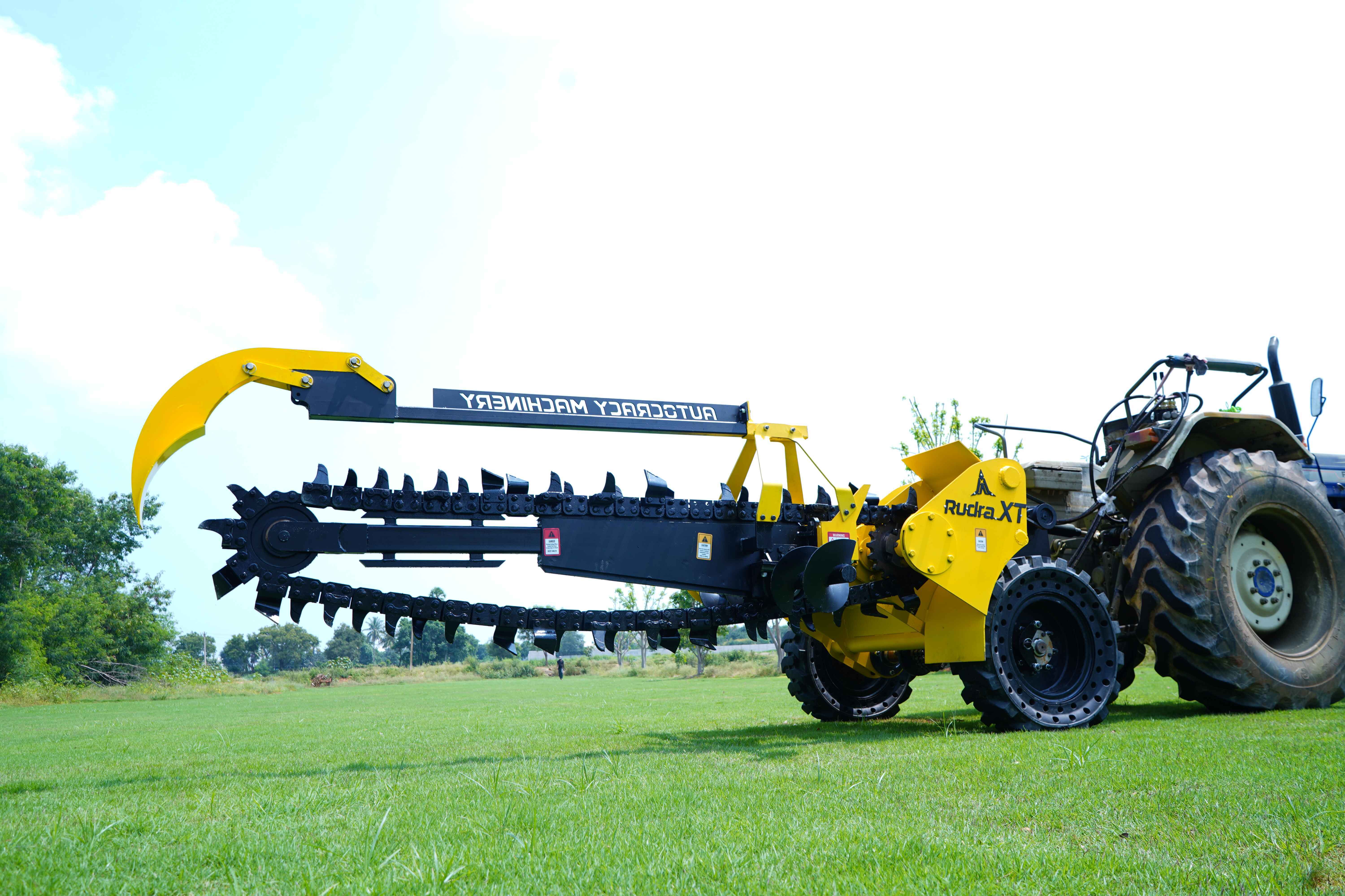Rudra 100 Xt - 4.2m L X 2.2m W X 1.3m H, 1700 Kg | Versatile Pipeline Trencher With Precision Trenching And Tractor Pto Attachment