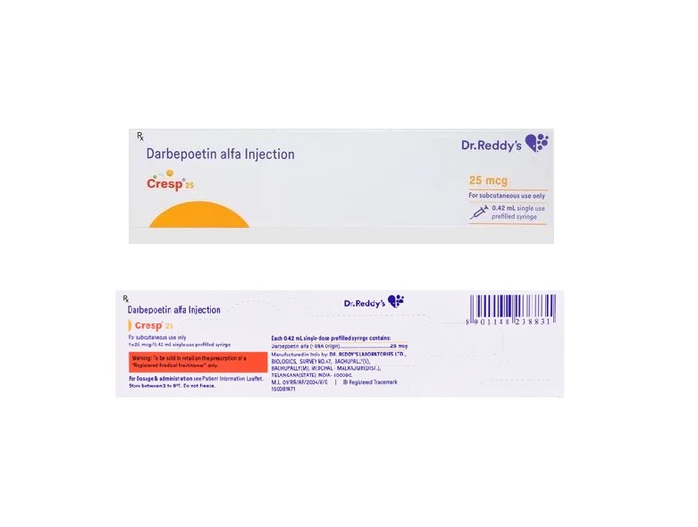 Cresp 25mcg Injection - 25 Mcg Darbepoetin Alfa, 1 Piece | Effective Anemia Treatment For Chronic Kidney Disease & Chemotherapy
