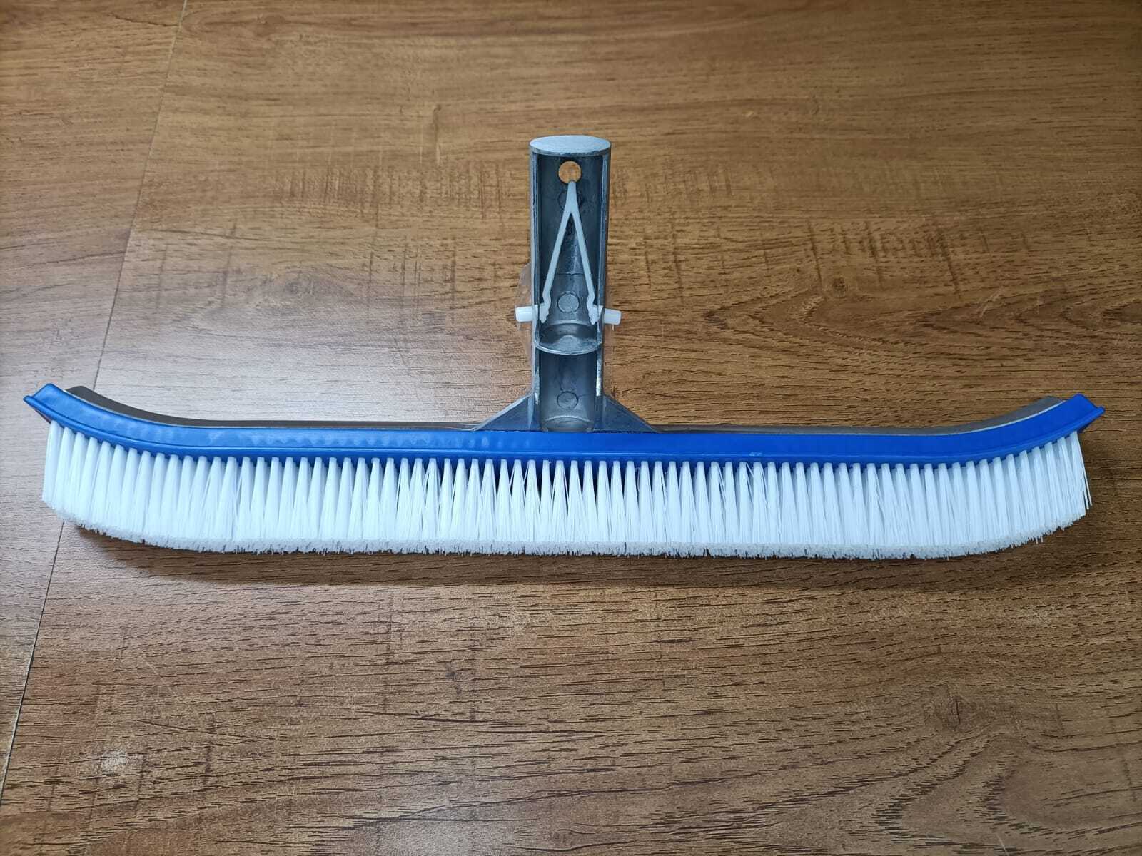 Deluxe Swimming Pool Brush - 18"/45cm Heavy Duty With Dark Blue Long Poly Bristles | Rugged Polymer Handle, Scratch-resistant Bumper Design, Fits Standard 1" Pole