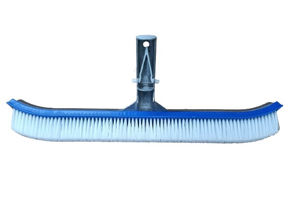 Deluxe Swimming Pool Brush - 18"/45cm Heavy Duty With Dark Blue Long Poly Bristles | Rugged Polymer Handle, Scratch-resistant Bumper Design, Fits Standard 1" Pole