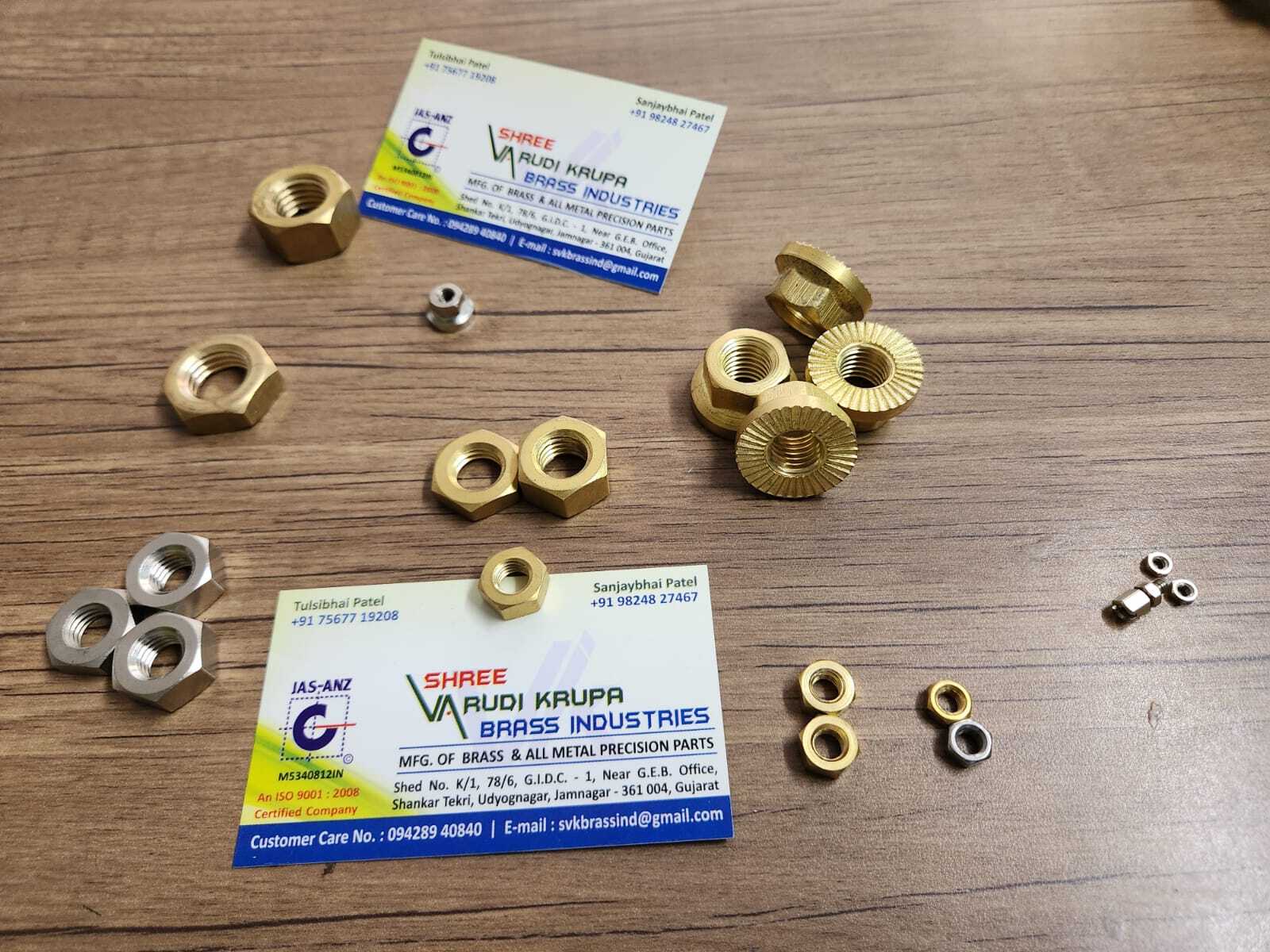 Brass Hex Nuts - Brass, Various Sizes Available, Polished Finish, Flange Connection, Cnc Machined For Precision, Warranty Included