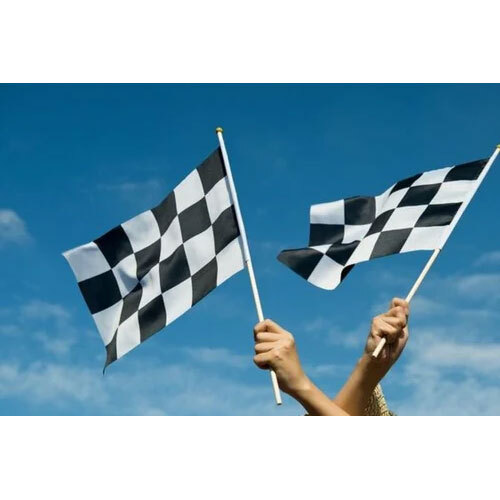 Racing Checkered Flag - Polyester Material, Standard Size, Black & White Color | Printed Type For Motor Racing Sports & Advertising