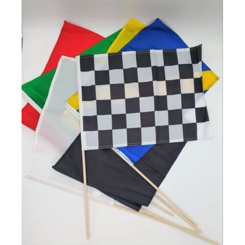 Car Racing Flag - Polyester & Nylon | Standard Size, Black & White Printed, Ideal For Motor Racing Advertisements