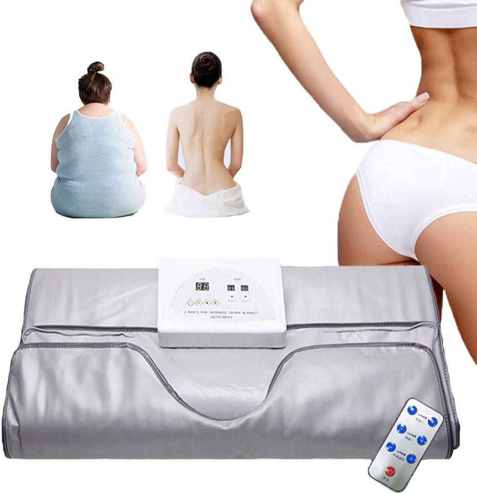 Biotronix Body Shaper Weight Loss Sauna Thermal Heating Blanket 2 Parts Zone With Remote Control - Color: White