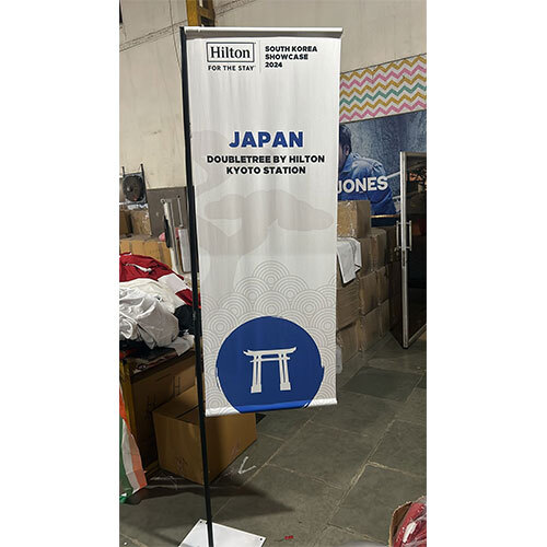L Block Flag - 110gm Polyester, Medium (12ft) Size | Customizable Colors, Logos, Durable For Indoor/outdoor Use, Multiple Base Options