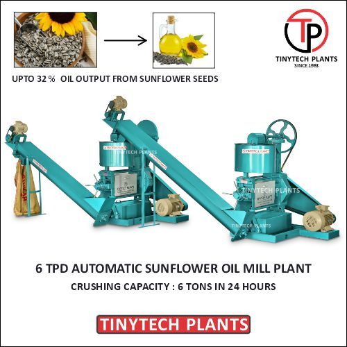 6 Tpd Automatic Sunflower Oil Mill Plant - Material: Mild Steel