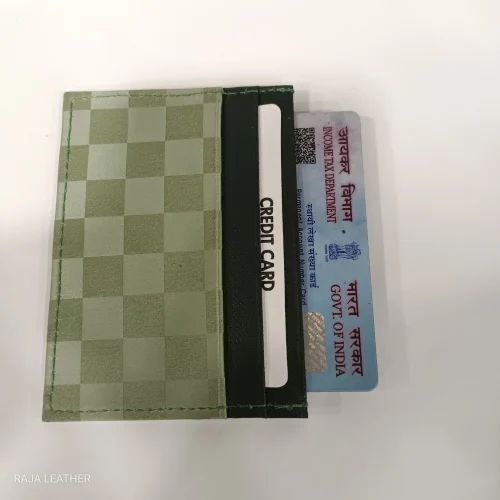 Green Leather Card Holder - Design: Standard
