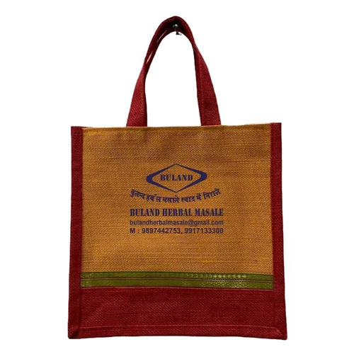 Assorted Jute Shopping Bag - Jute Material, 10 X 8 X 5 Inch, Brown Color | Printed Pattern, Eco-friendly, Durable Handles For Comfortable Carrying