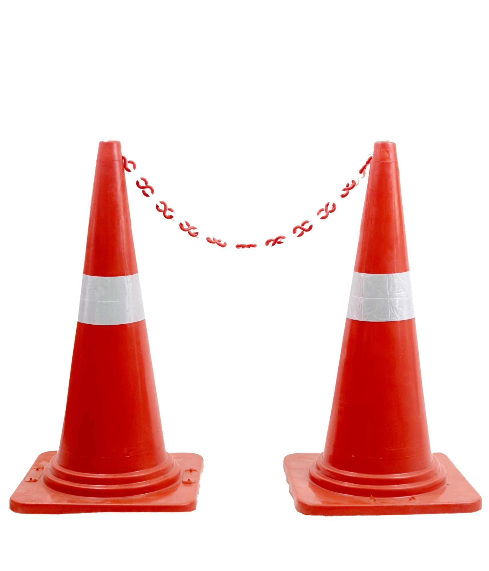 Traffic Cone Chain - Plastic, 750 Mm L X 750 Mm W X 750 Mm H, Red | Manual Parking Safety, 1.5 Kg Weight, Road Safety Usage