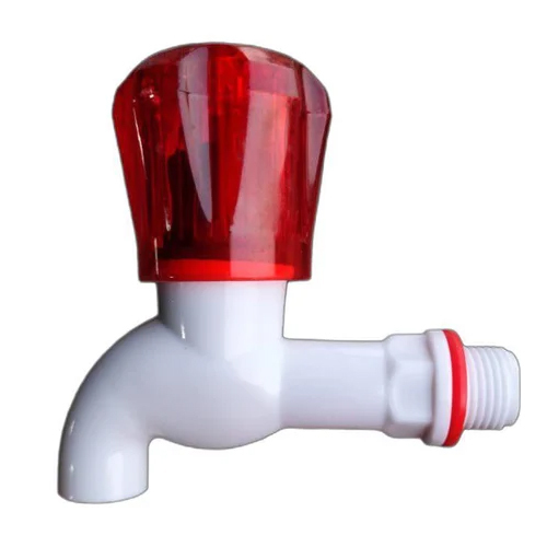 DKV Plastic Long Body Bib Cock - PVC Material, Size 15 mm, White Color | Extended Reach Design Ideal for Garden Installations and Outdoor Sinks