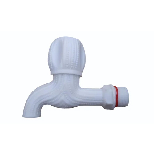 DKV PVC Zebra Bib Cock - PVC, 15mm & 20mm Size, White Color, Satin Finish | Round Shape, Easy to Install, Versatile Plumbing Fitting