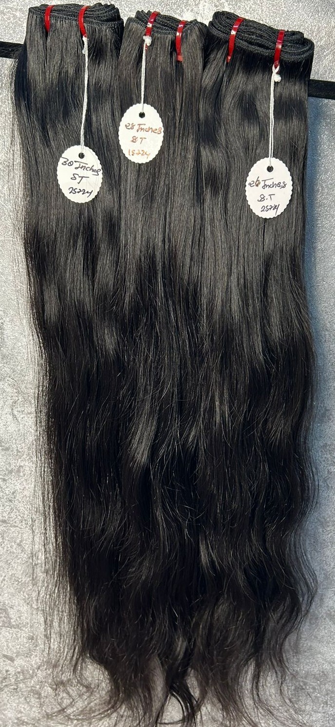 Raw Indian Temple Hair Straight Extensions - 10inch To 40inch, Remy Human Hair, Natural Color, Weaving Type
