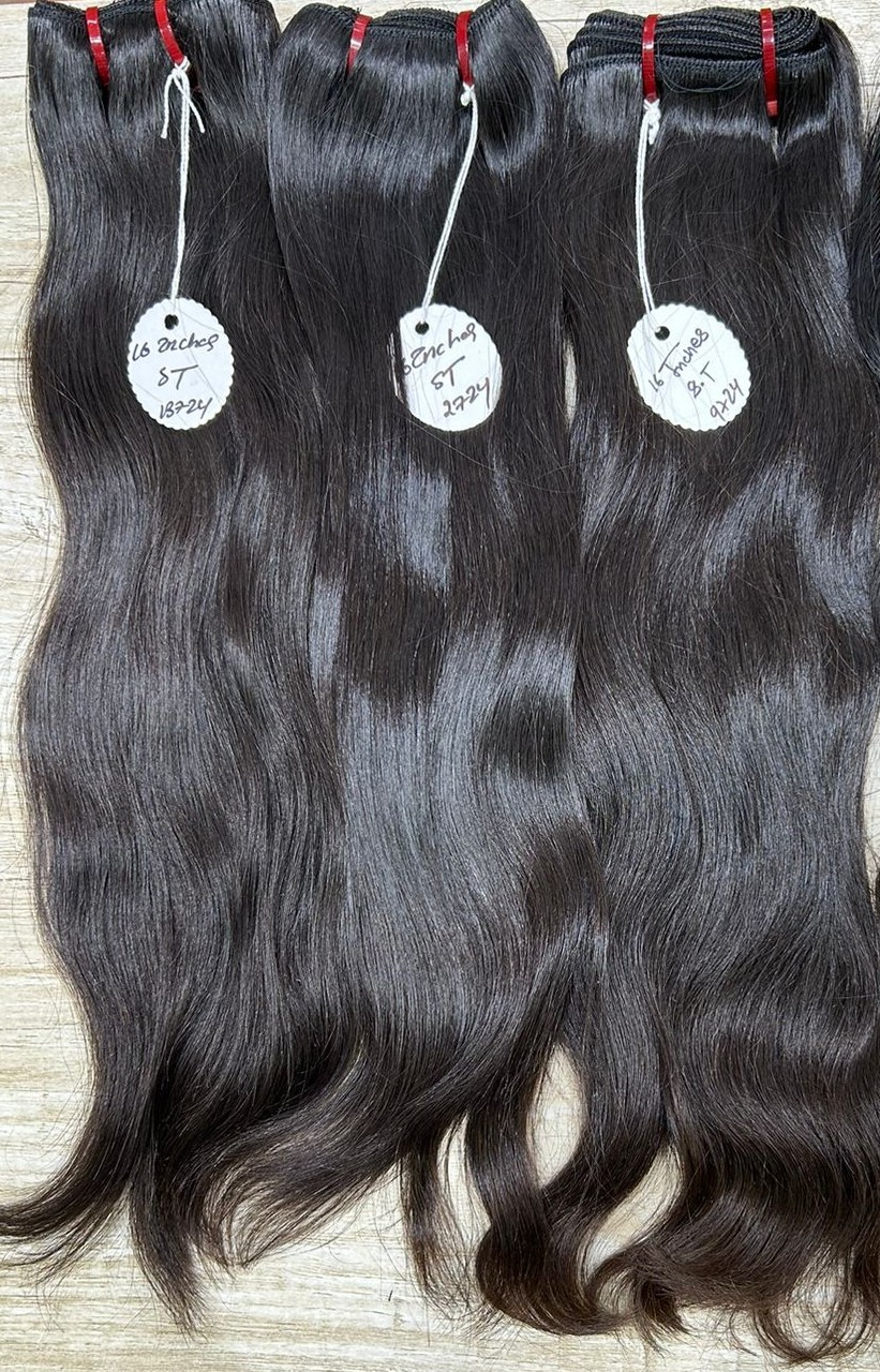 Raw Indian Temple Hair Straight Extensions - 10inch To 40inch, Remy Human Hair, Natural Color, Weaving Type