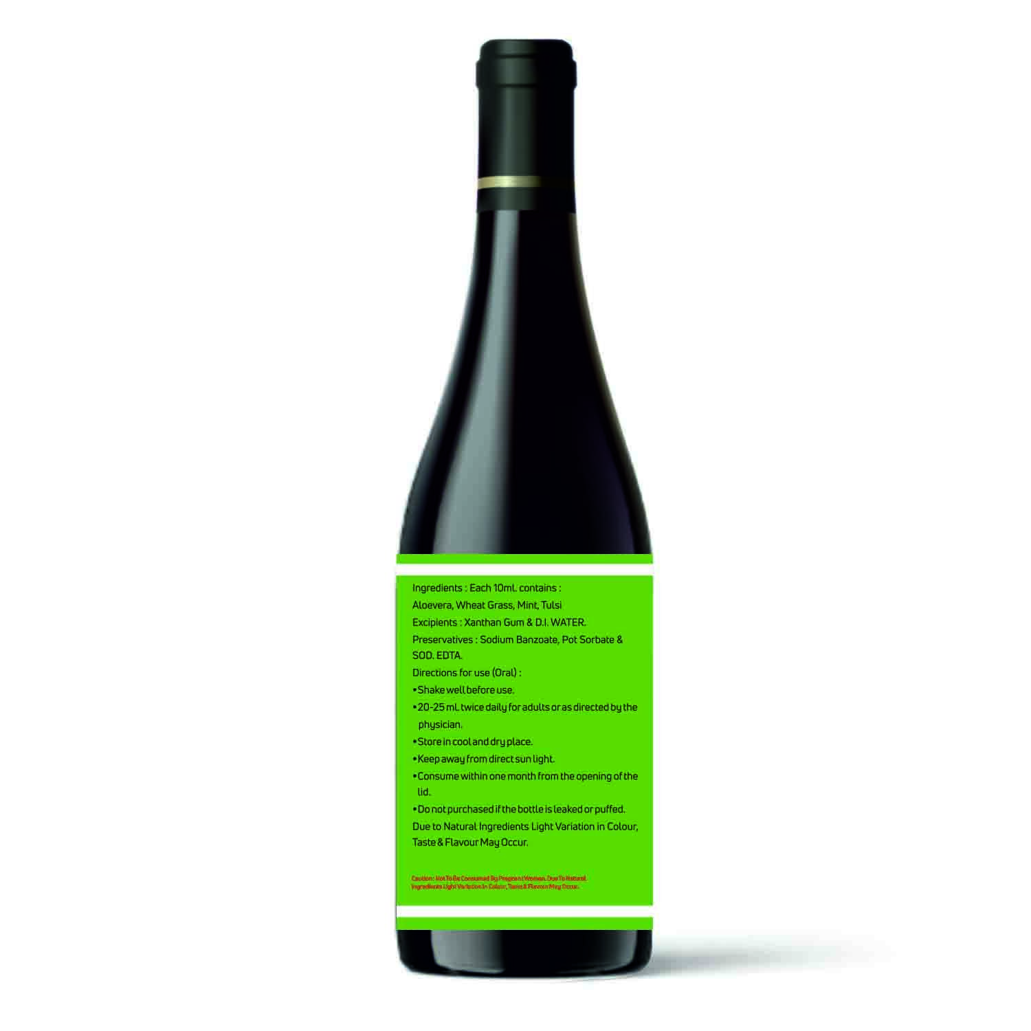 Wheatgrass Mint And Tulsi Juice - Liquid Form 1 Year Shelf Life | Personal Care Store In Dry Place