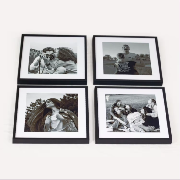Elegant Square Photo Frame Set - 8x8 & 12x12 Inches | Durable Ps Synthetic Wood, Customized Finish, Eco-friendly, Smooth Texture, Exquisite Beveled Edges, Ideal For Family Wall Art