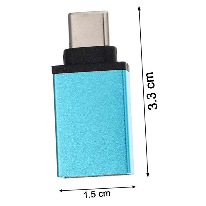 Otg Type C / Usb 2.0, Usb To Type C - Plastic | 10x7x1 Cm, Black, Male To Female Connector, Data Transfer For Laptops & Smartphones