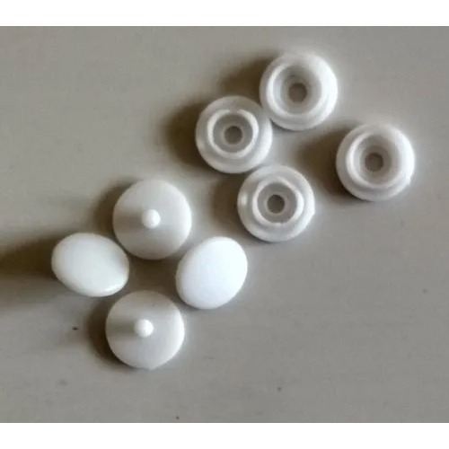 10 mm Plastic Snap Buttons - Plastic Material, 10 mm Size, Classic White Color, Round Shape, Easy to Attach and Detach