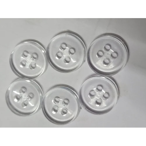 Transparent Paani Button - High-Quality Plastic , 4-Hole Round Design in Transparent Finish for Blouses and Shirts