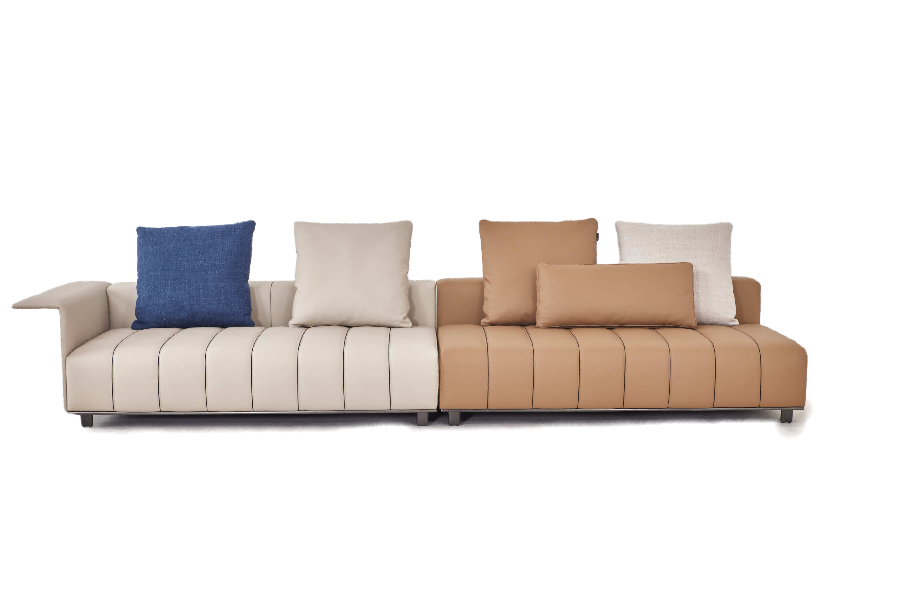Nordic Style Home Living Room Modular Sofa Soft Comfortable Leather Corner Sofa Couch - Dimension (L*w*h): 2s No Arm/w Panel Back:170*112*61cm R-arm 3s:195*112*61cm 3s/w Panel Arm:195*112*61cm Centimeter (Cm)