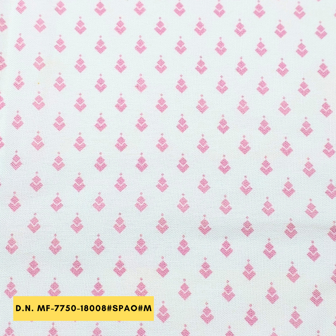 White Base Color Polylinens Print Fabric