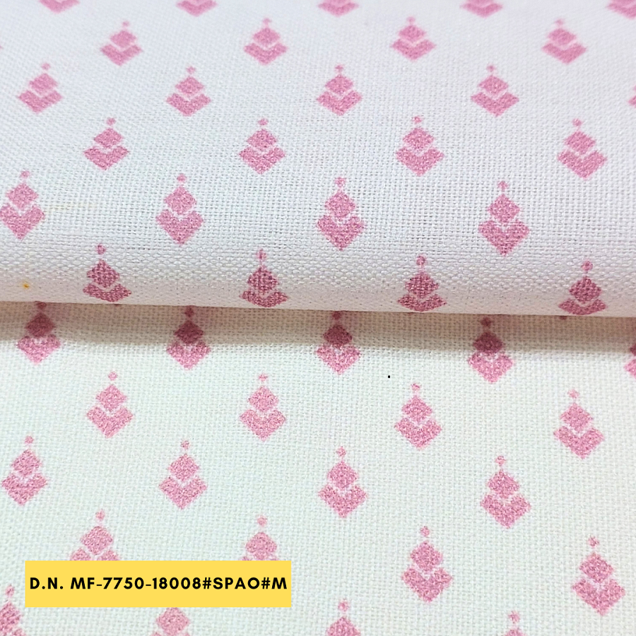 White Base Color Polylinens Print Fabric