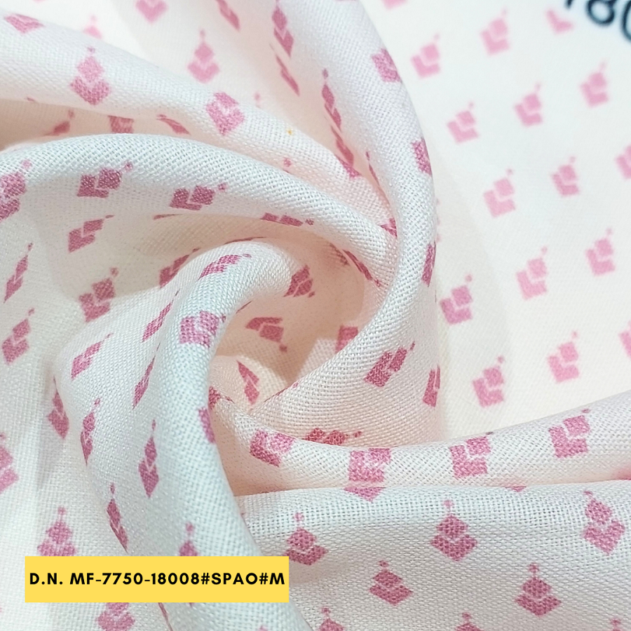 White Base Color Polylinens Print Fabric