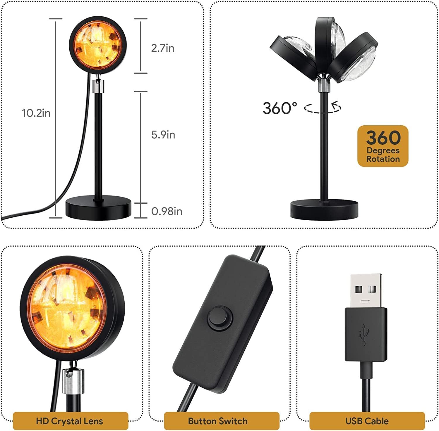 16 In 1 Sunset Lamp - Features: Good Quality