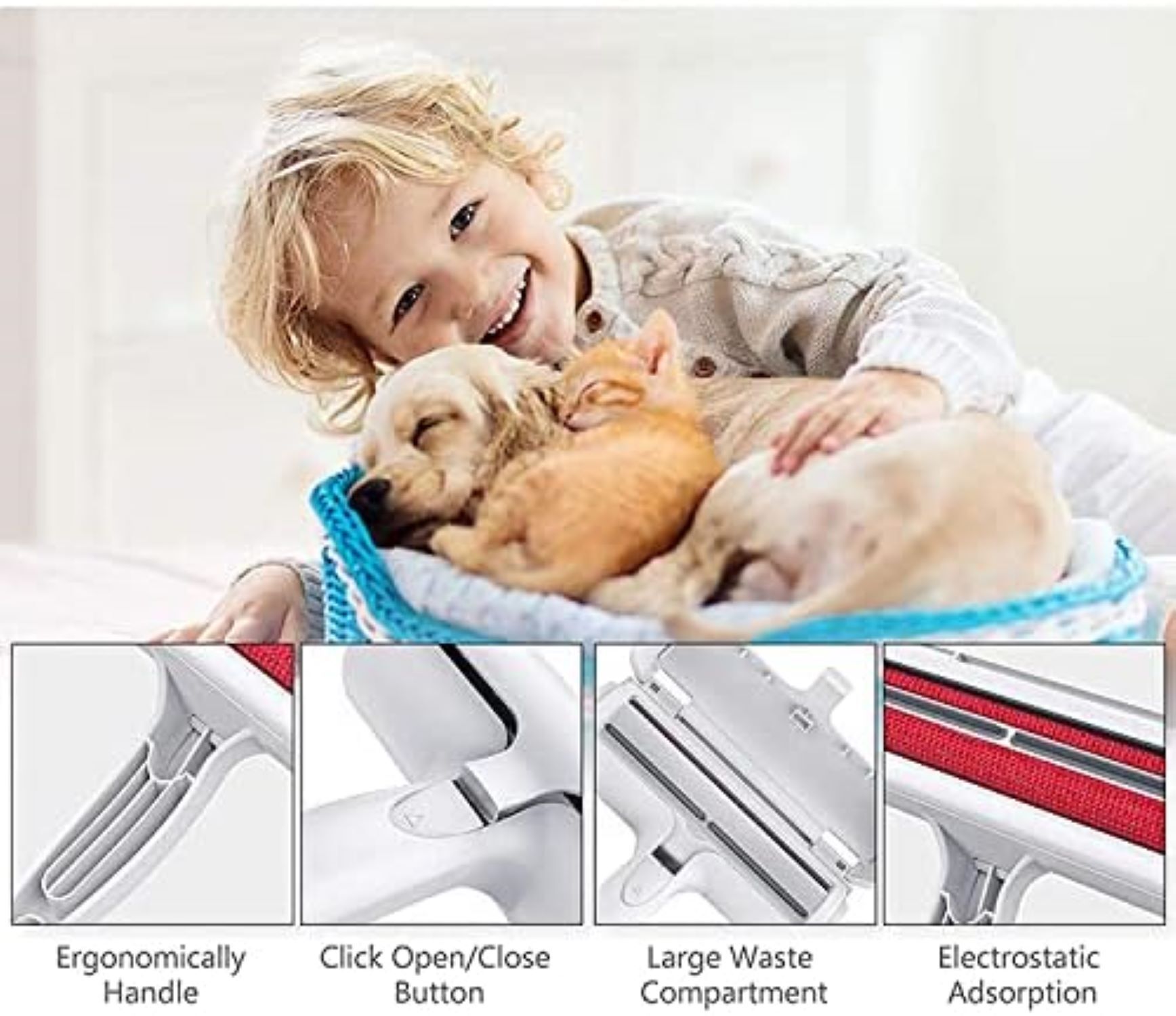 Pet Hair Remover Roller - Abs Plastic, 19x19x6 Cm | Reusable, Durable, Self-cleaning, No Batteries Required, Perfect Gift For Pet Owners