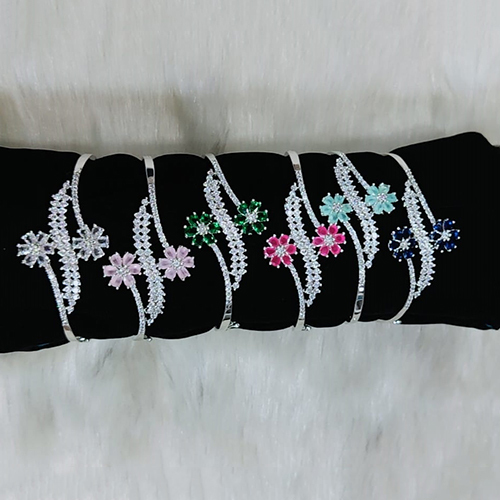 American Diamond Designer Bracelet Set - High-Quality Material, Adjustable Fit, Chic Style | Stackable Design for Weddings or Everyday Fashion