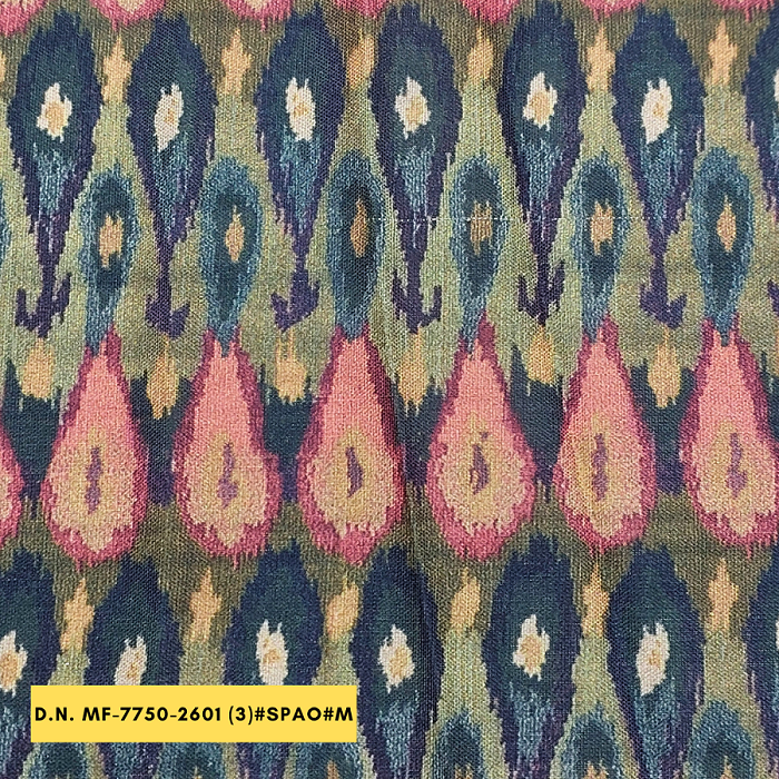 Get Exclusive Ikat Pattern Printed Fabric In Poly Linen